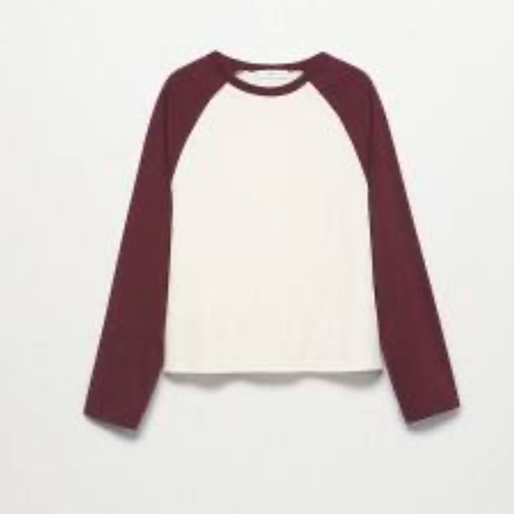 Mango Maroon 100% cotton Baseball T-shirt size large - Picture 1 of 7
